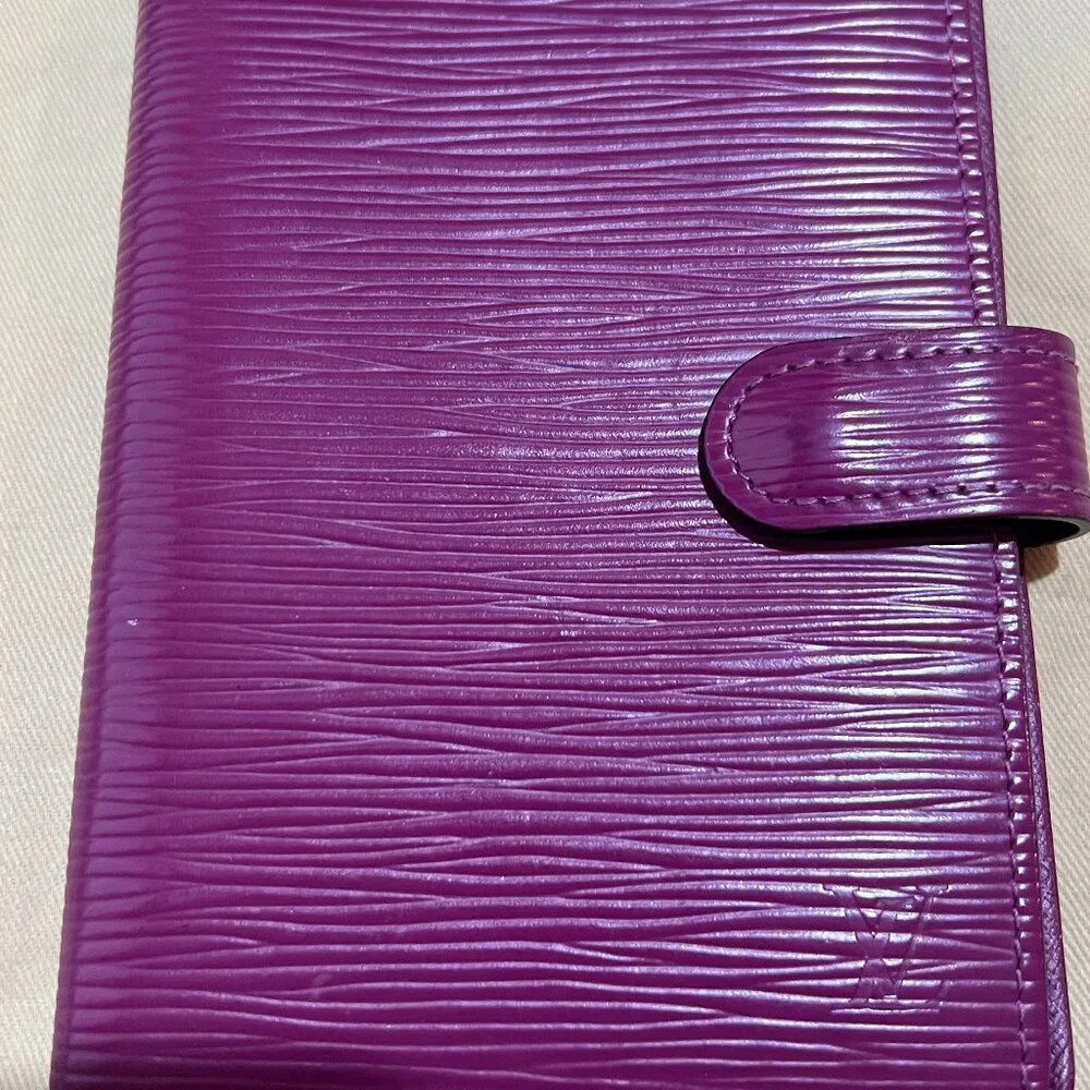 Louis Vuitton Raspberry Fuchsia Leather Epi Agenda PM Cover Notebook Planner EUC